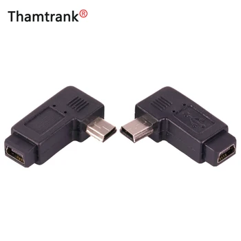 

100pcs 90 degree turn left/turn right mini usb 5pin male plug to female connector MINI usb male to usb female adapter
