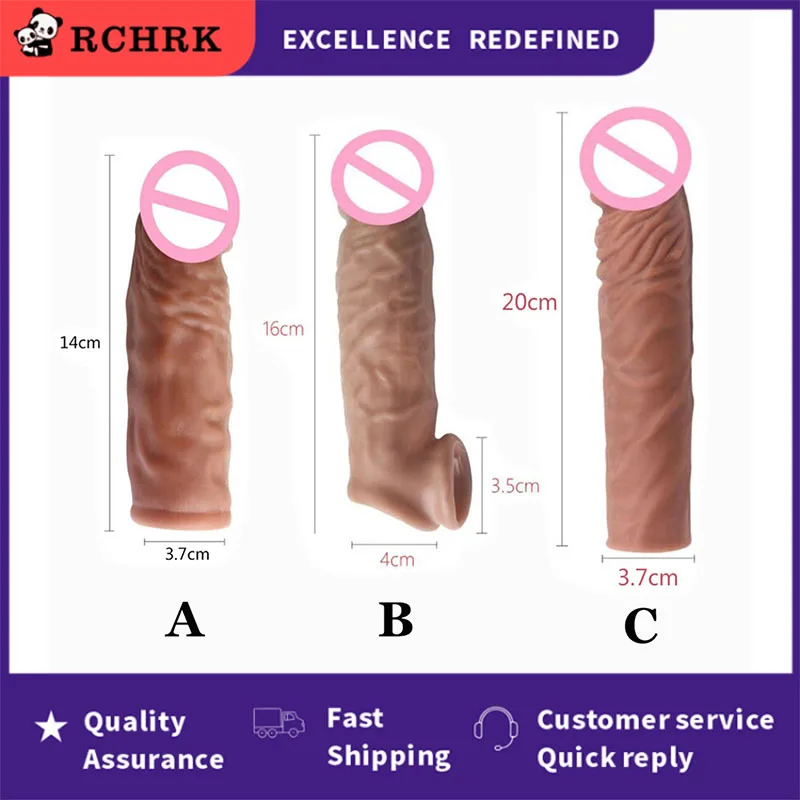 2021 BDSM Realistic Penis Extension Cock Sleeve Reusable Silicone Enlarger Delay Condoms For Men Dildo Enhancer Sex Toys | Красота и