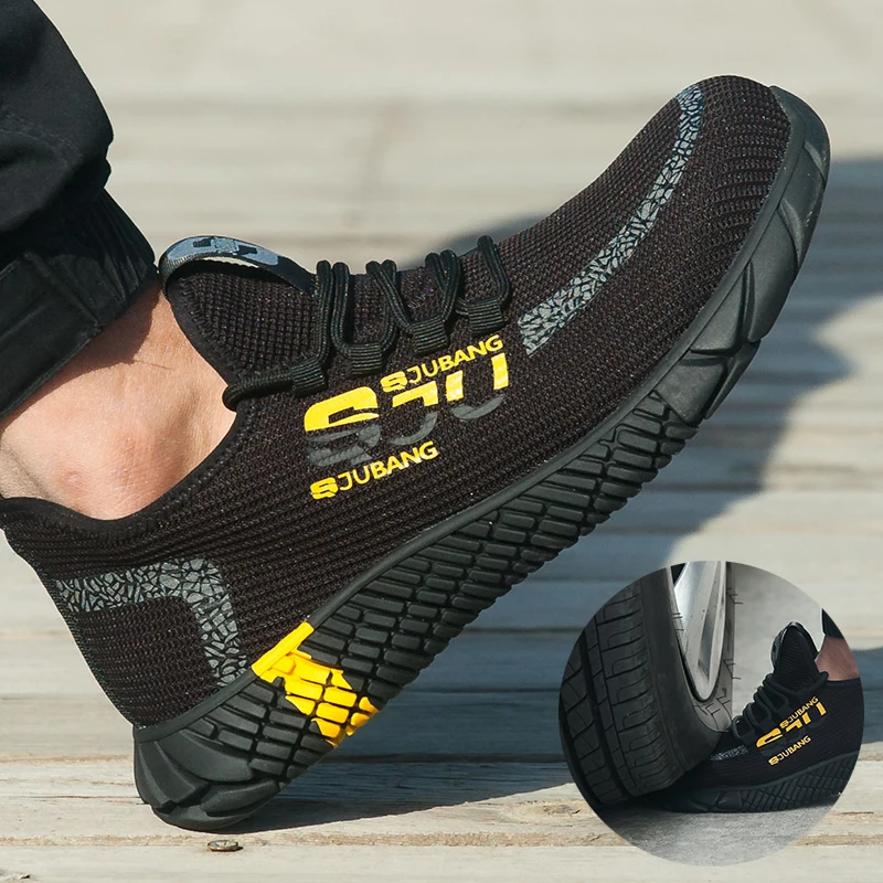 De malla transpirable zapatos de seguridad zapatos hombres zapatillas de deporte Indestructible de punta de acero suave-piercing botas de trabajo de talla grande 37-48