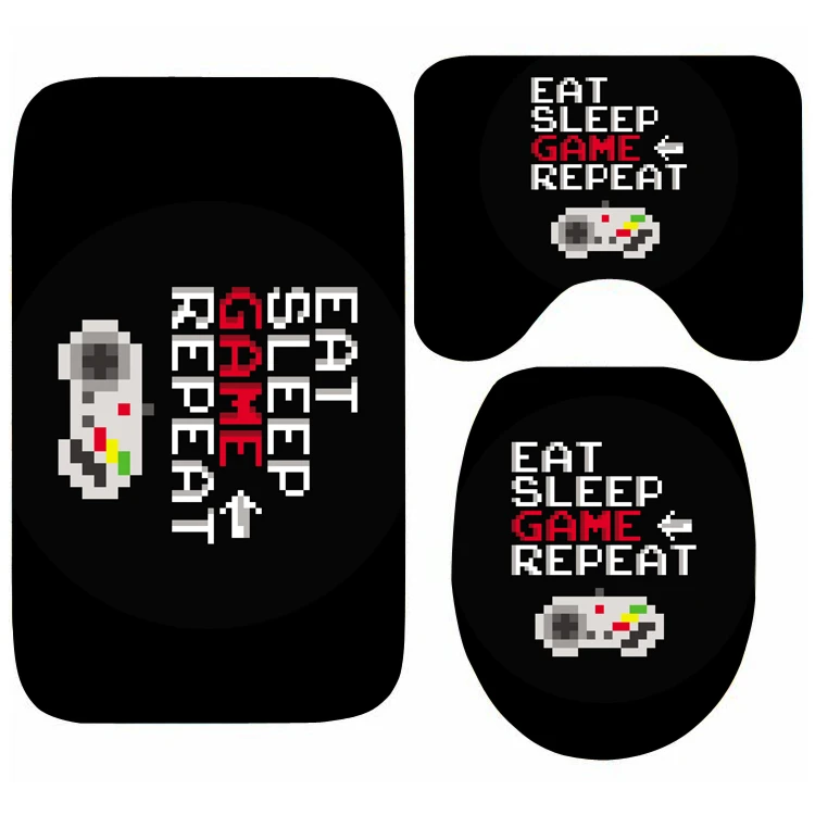 Novelty Hot Eat Sleep Game Repeat Bath Mat For Bathroom Non Slip Toilet Shower Floor Carpet Gamer Gaming 3pcs Mat Set Home Decor Bath Mats Aliexpress