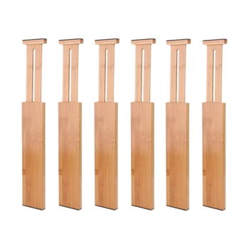 

6 PCS Bamboo Adjustable Drawer Dividers Spring Loaded Expandsble Drawer Organization for Home Kitchen 11.4-17.3Inch