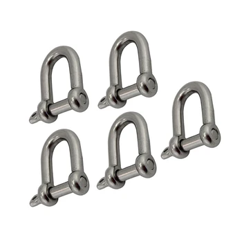 

5PCS Stainless Steel 304 Dee Key Chain Shackle Screw Pin M4 M5 M6 M8 M10 Heavy Duty Shackles Metal