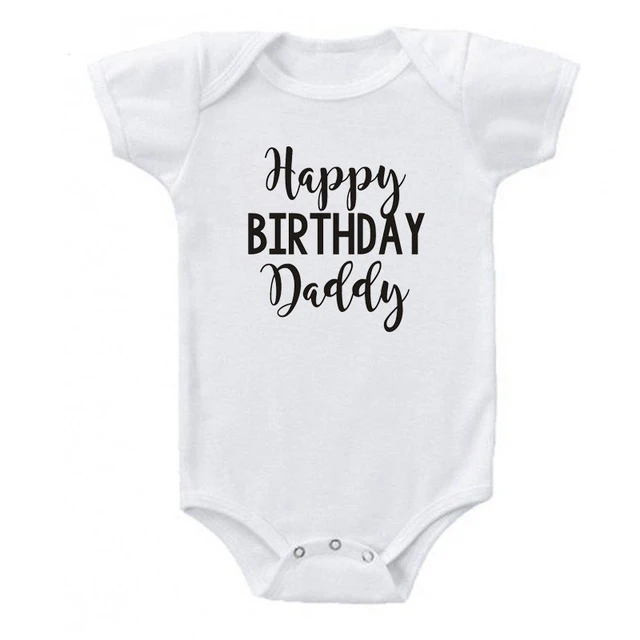 Детский комбинезон для новорожденного, комбинезон для мальчиков и девочек, хлопковый комбинезон с короткими рукавами и надписью «Happy Birthday Dad Mom», одежда для малышей 0-24 месяцев - Цвет: daddy-white