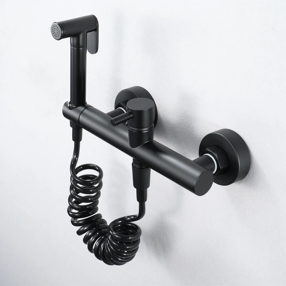 HIDEEP Matte Black Bidet Shower Hot and Cold Water Toilet Kit Bidet