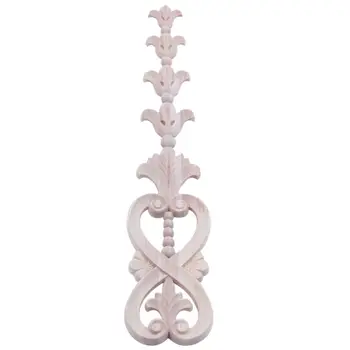

Rubber Wood Carved Onlay Applique Unpainted Flower Door Home Furniture Decor size:36X7cm