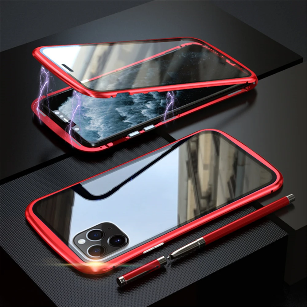 Чехол для телефона iphone 11 11pro 11Pro Max металлическая рамка двойное закаленное стекло