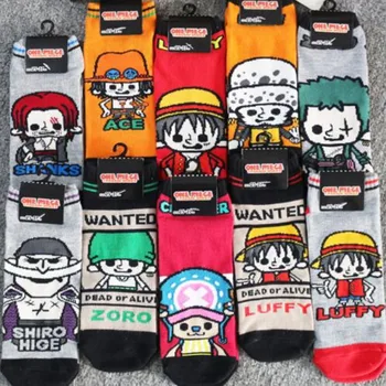 

Originality One Piece Cos Socks Plaid Striped Cartoon Luffy Usopp Shanks Zoro Sock Casual Personality Funny Anime Cotton Socks