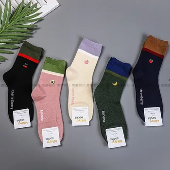 

Long Patchwork Socks Women Cotton Fruit Woman Sock Happy Colorful Standard High Quality Ladies Spring Autumn Trendy Lady Meias