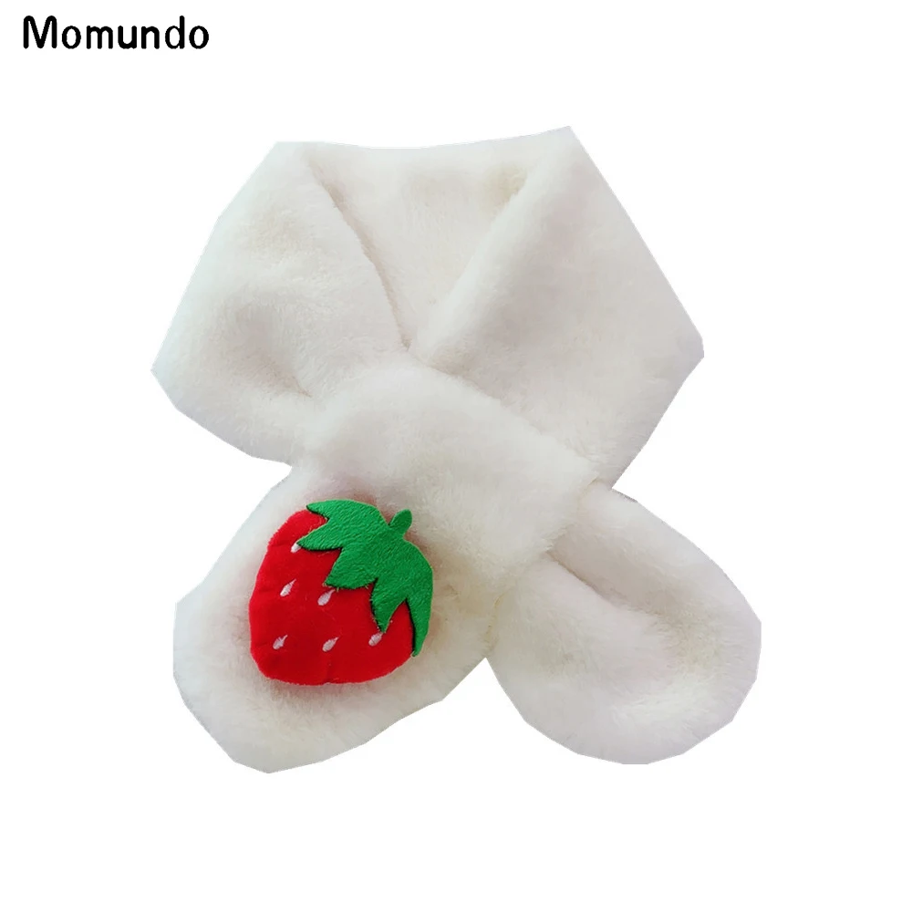 Fashion Chindren Neckerchief Soft Comfortable Warm Plush Cute Scarf With Fruit Accessory Solid Color Baby Boys Girls Neck Ring