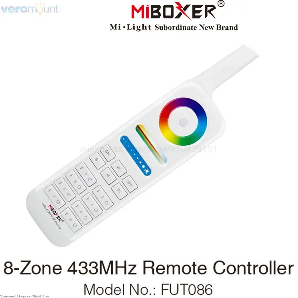 MiBoxer FUT086 8-Zone 433MHz Remote Controller for Series RGB+CCT Underwater LED Light Full Function | Лампы и освещение