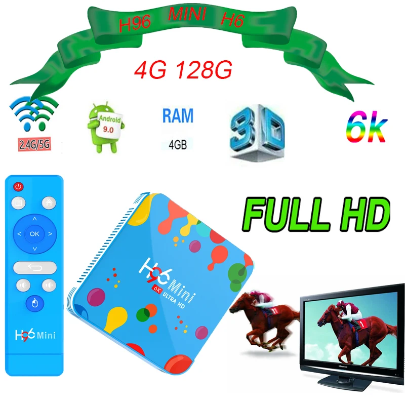 

TV box android 9.0 H96 Mini H6 smart tv box HD for bluetooth Allwinner H6 Quad Core 64-bit ARM Cortex-A53 6K H.265 media player