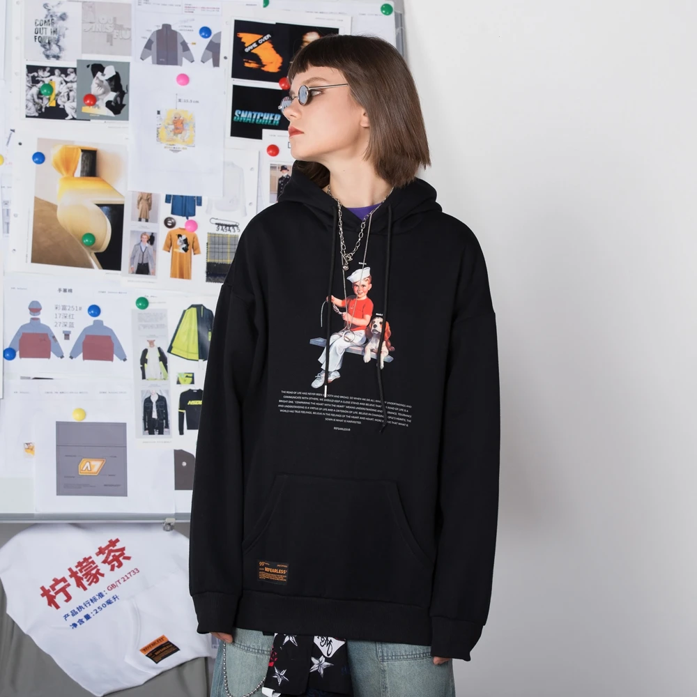 OSCN7 High Street печати флисовая толстовка женщина осень уличная плюс бархатные толстовки оверсайз женщины 8038A