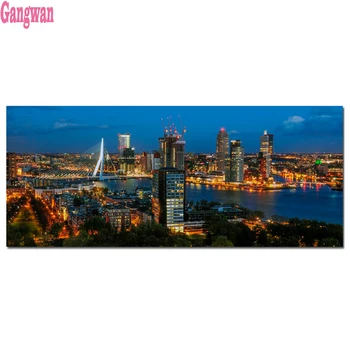 

Diamond painting Diamond embroidery Rotterdam night city Cross stitch resin large landscape Euromast Full Square round painting