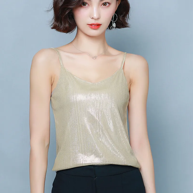 

Fashion Silk Women Tops Woman Satin Tank Top Plus Size Elegant Women V Neck Sleeveless Top Tees Woman Solid Skinny Vest Camis OL