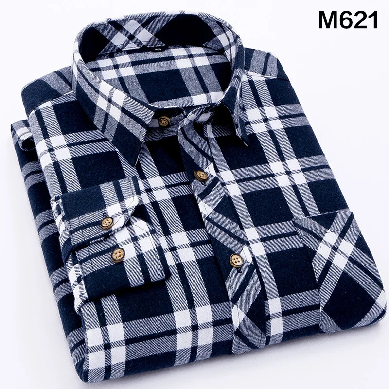M621 Красная фланелевая мужская клетчатая рубашка модная одежда мужская рубашка повседневные теплые мягкие рубашки с длинными рукавами Camiseta Masculina Chemise Homme - Цвет: M621