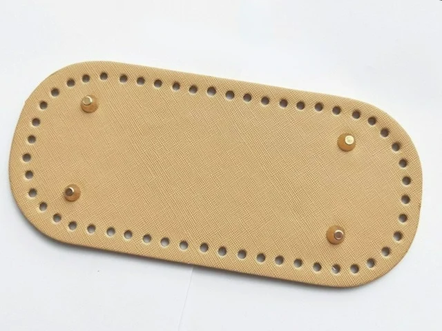 22x10cm Woven Long Bottom for Knitted Bag PU Leather Bag Accessories Handmade Bottom With 52Holes DIY Crochet Bag Bottom Khaki