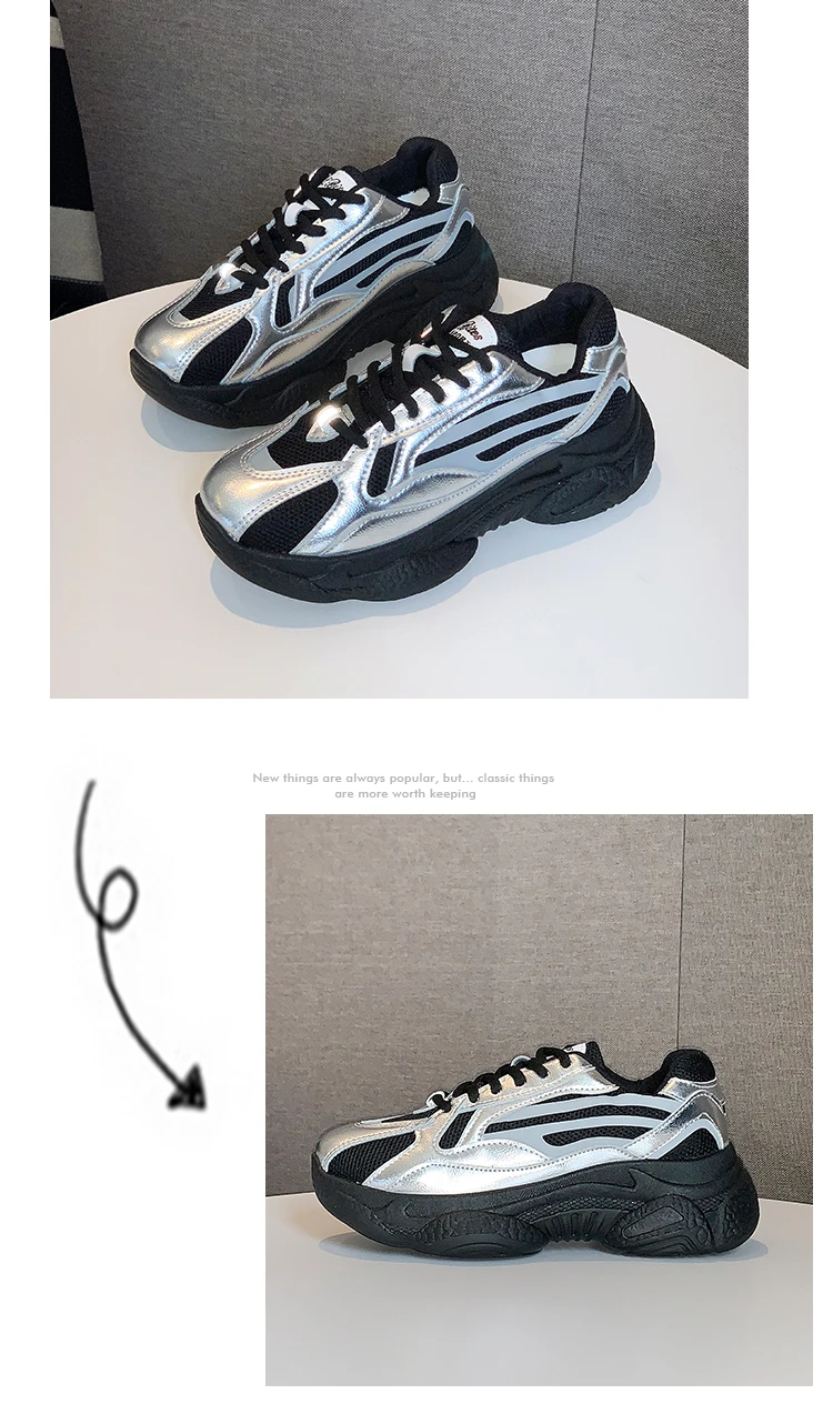 Женские кроссовки на массивном каблуке; Basket Femme; коллекция года; модная обувь на платформе для тенниса; женская спортивная обувь; цвет белый, серебристый; tenis feminino