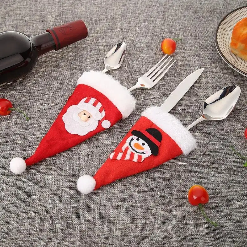 Милый нетканый материал Рождественский нож чехол для вилок дома Рождественские