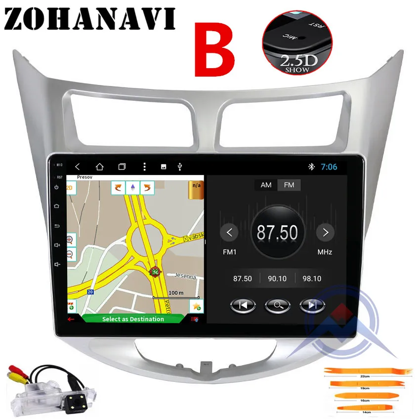 ZOHANAVI 10," Android 9,0 Восьмиядерный автомобильный dvd gps плеер для hyundai Solaris Verna accent автомобильный головной убор радио видео плеер navi - Цвет: 1G 16G Hatchback