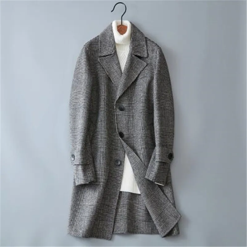 

2018 Winter new style Men's fashion thicken trench coat jacket Men's casual windbreaker woolen coats men overcoat