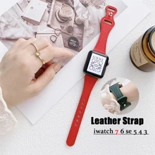

Leather strap For Apple watch band 44mm 45mm 41mm 40mm 42mm 38mm wristband Genuine correa bracelet iWatch series 3 4 5 6 SE 7