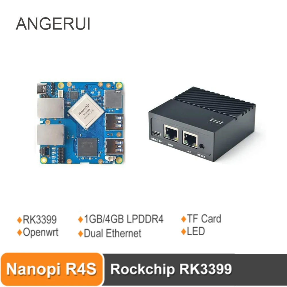 Портативный дорожный мини-роутер Nanopi R4S OpenWRT с портами Ethernet двумя Гбит/с 4 Гб LPDDR4 на