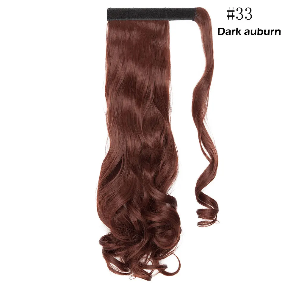 S-noilite 1" /24"/2" длинный зажим в конский хвост наращивание волос обернуть вокруг конский хвост Синтетический поддельный хвост шиньон для женщин - Цвет: dark auburn