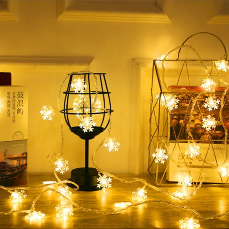 Christmas Snowflake Light Fairy String Led Lights Garland Hanging Ornaments for Merry Christmas New Year Decoration 1.5/3/6/10M