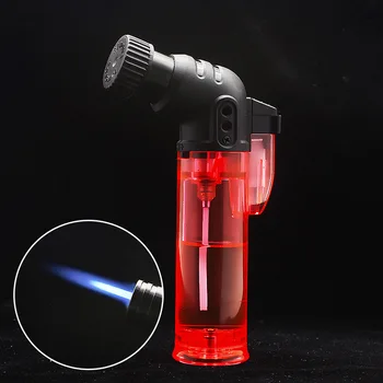 

Elbow transparent straight punch inflatable cigar lighter medium-sized torch cigarette lighter windproof cigarette accessories