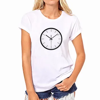 

Clock Print T Shirt Women Short Sleeve O Neck Loose Tshirt 2020 Summer Fashion Women Tee Shirt Tops