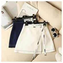 Женские летние платья длиной выше колена трапециевидной формы, одноцветные бандажные юбки с буквами и завышенной талией, Модные специальные женские юбки