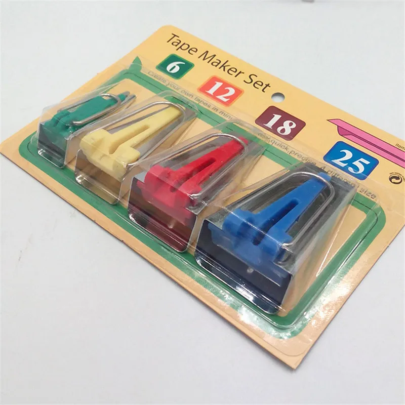 

Set of 4 Sizes Belt Maker DIY Craft Decor Beader Hand Tools Sewing Accessories Pull Cylinder Tape Trim Control Bias Tape Maker