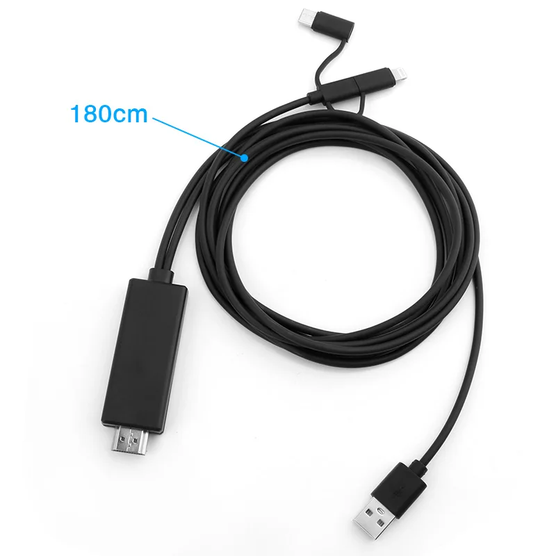 3 в 1 HDTV кабель для iPhone iPAD USB C Micro USB к HDMI кабель для смартфона планшета монитор USB 2,0 разъем адаптер питания