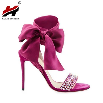 

NAN JIU MOUNTAIN Summer High Heels Women Sandals Butterfly Open Toe Women's Shoes Sexy Riveted Shoes Woman Plus Size 35 - 42