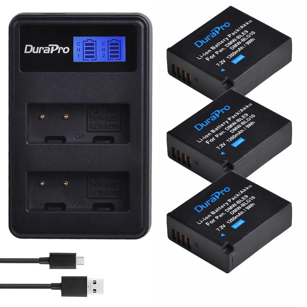 1260Mah Dmw-Blg10 Blg10E Blg10Pp Dmw-Ble9 Batteria Per Fotocamera + Caricabatterie Lcd Per Panasonic Lumix Gf5 Gf6 Gx7 Lx100 Gx80 Gx85 Gx7 Mark Ii