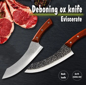

XYj 6'' 8'' Kitchen Beef Chef Knife Handmade Forged Steel Sharp Blade Gift Box Wood Handle Knife Survival Camp Hiking Tool