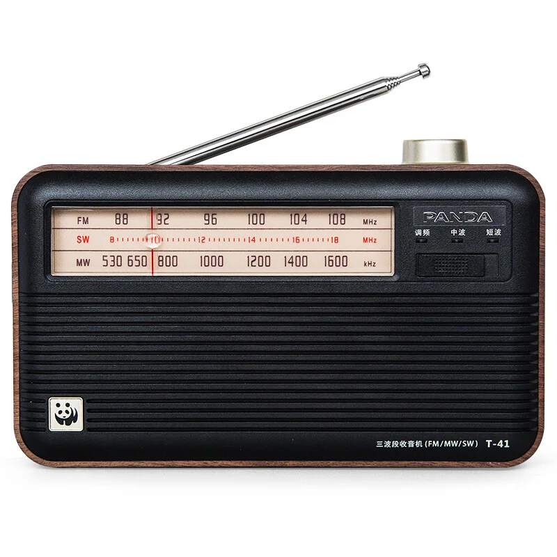 Receptor de Rádio Panda Vintage Retro Portátil Banda Completa fm sm mw Semicondutor Clássico Desktop Leitor Música T41