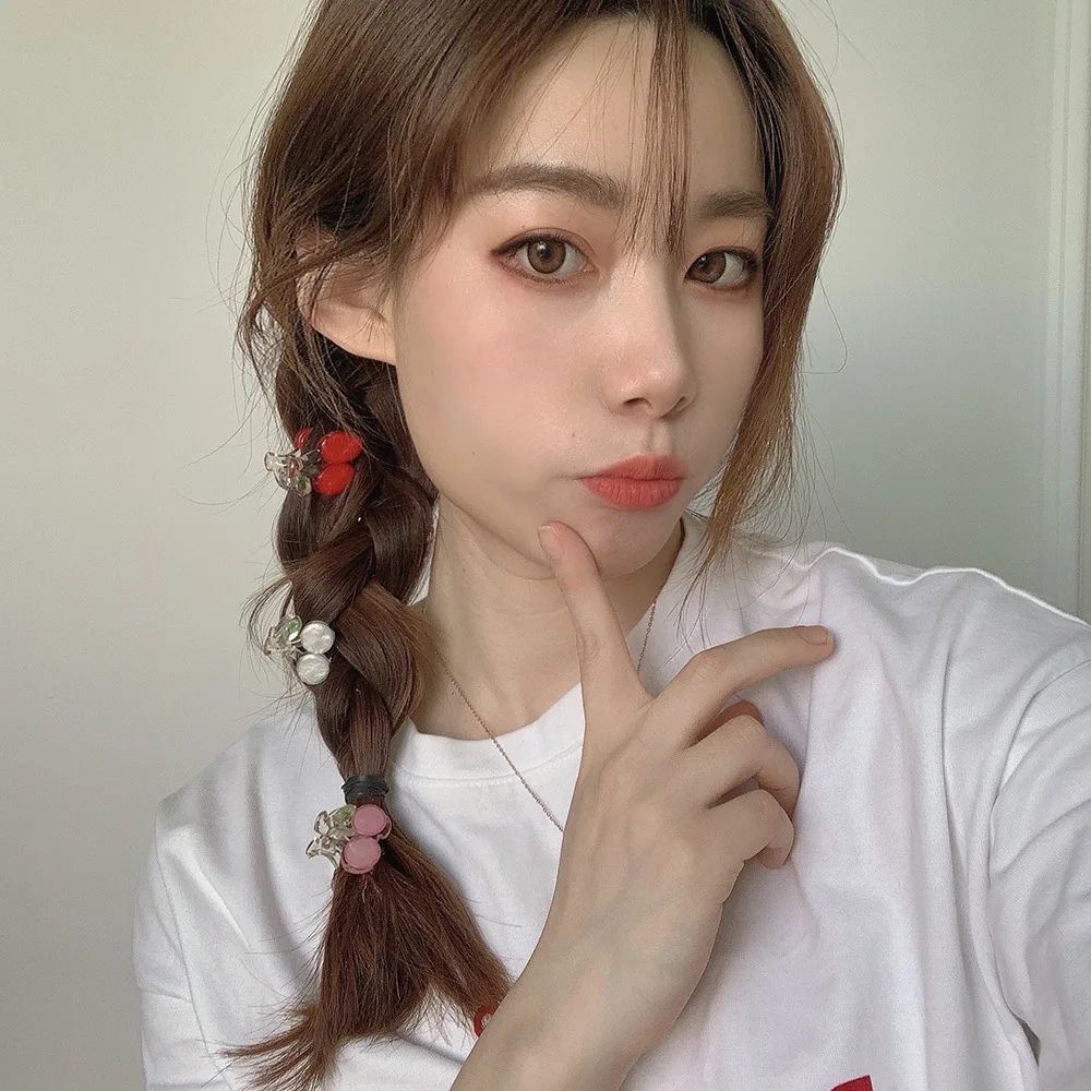 3PC Korean Kawaii Cute Cherry Hair Clip Claw Clamp for Women Girls Kids Hairpin Crab Headband Hair Gift Accessories Headwear