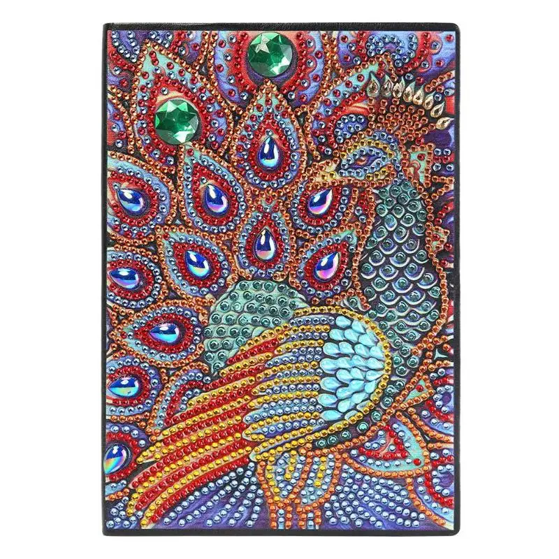 DIY Peafowl Special Shaped Diamond Painting 50 Pages A5 Sketchbook Notebook Gift