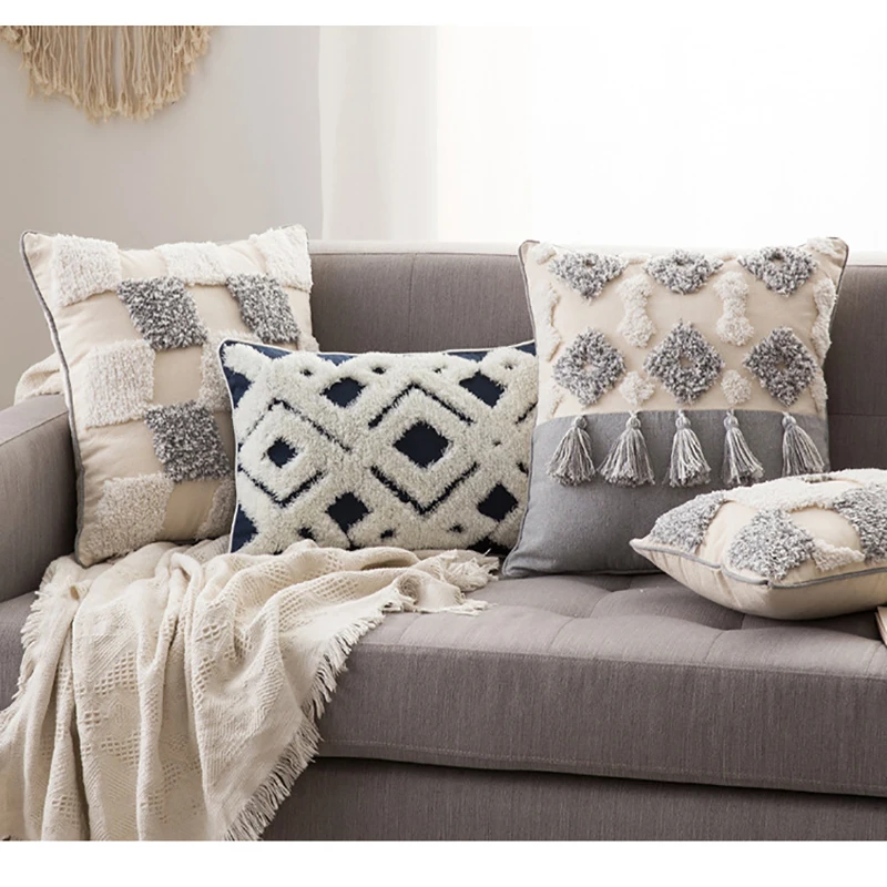 

Home Decor Lace tassel tufted Throw Pillow Case Cushion Cover Decorative Pillows for Sofa Living Room Polyester Pillowcase 45*45
