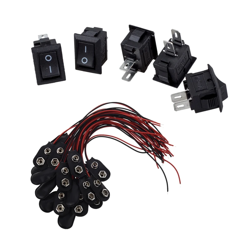 5 x AC 250 В 3A 2 Pin ВКЛ/ВЫКЛ I/O SPST оснастка в мини-лодке кулисный переключатель и 20 шт 9