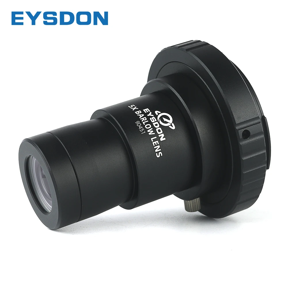 EYSDON 5X 바로우 렌즈 1.25 인치 금속 완전 코팅 초점 거리 익스텐더, M42 카메라 T2 T 링 어댑터, 망원경 사진