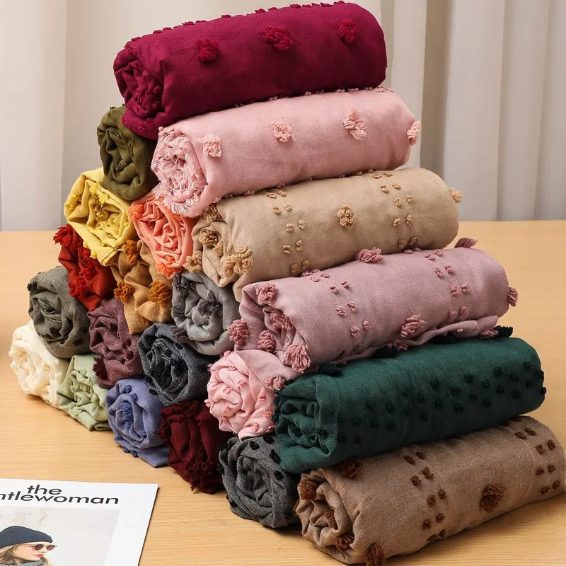 

Cotton and Linen Scarf Korean Style Warm and Versatile Pure Color Scarf
