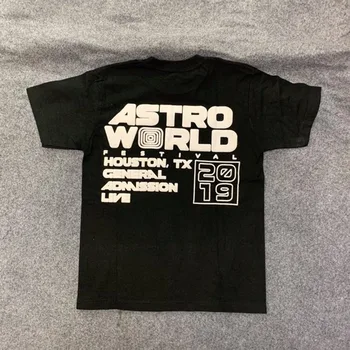 

20SS New Letter Astroworld Print T Shirt Men and Women Round Neck Travis Scott Harajuku Loose Cotton Tshirts Streetwear Tees