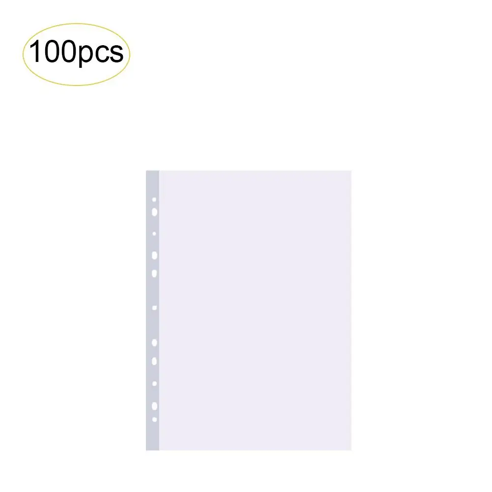 100 шт Ультратонкие защитные прозрачные листы для документов формата А4 с 11 отверстиями# BW
