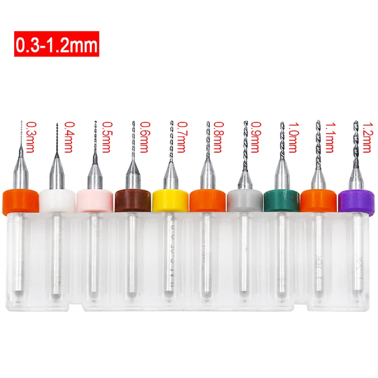 Waveway 10pcs 0.1mm-1.2mm Import Carbide PCB Drill Bits Print Circuit Board Mini CNC Drilling Bit Set