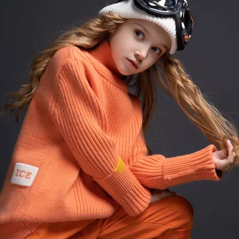 

Turtleneck Sweaters For Teenage Girls Autumn Winter Thicken Pullovers For Baby Girls 3-14y Kids Warm Casual Soft Cotton Sweater