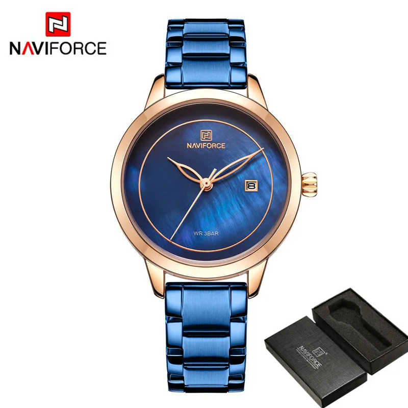NAVIFORCE женские часы лучший бренд класса люкс женские наручные часы вакуумная Кофеварка браслет женские часы Relogio Feminino 5008