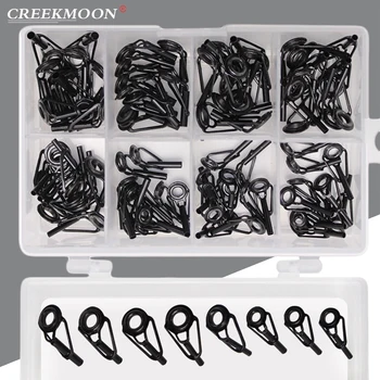 

80pcs/Box 6/8# Mixed Size Fishing Rod Guide Tip Repair Kit Set DIY Eye Rings Stainless Steel Frames Ceramics Line Guides Ring