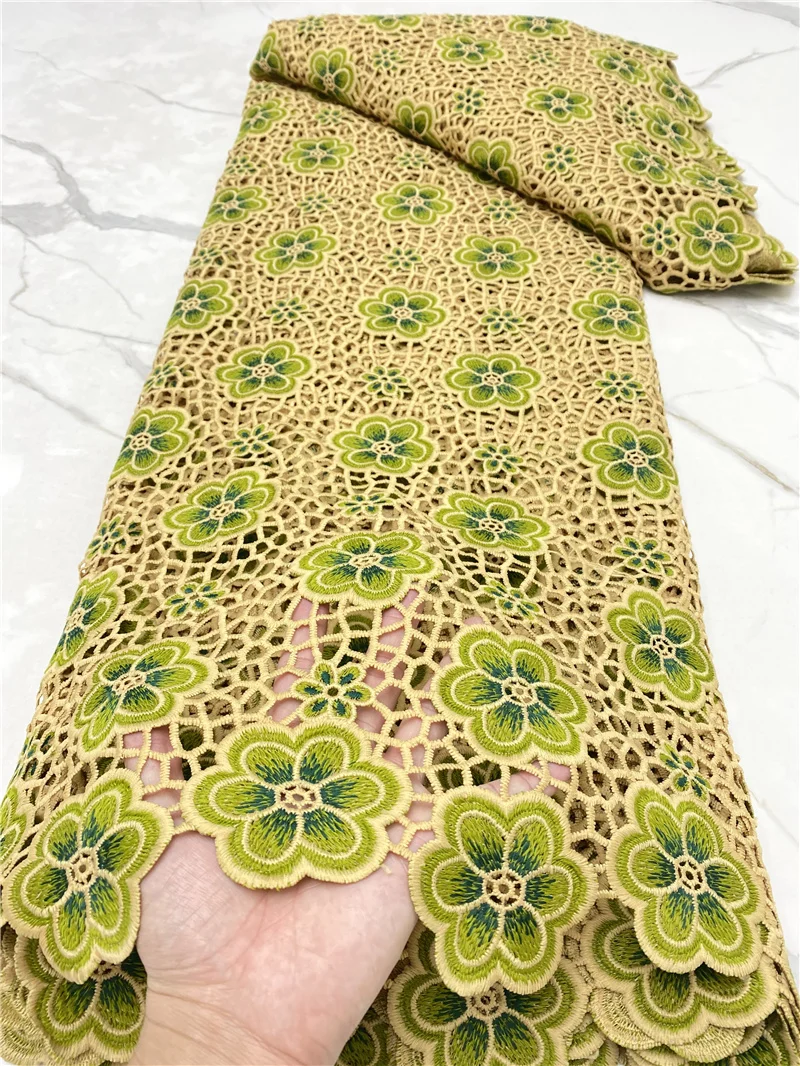 PGC French Embroidery Guipure Cord Lace Fabric 2021 High Quality Lace African Lace Fabric For Nigerian Wedding Party YA4404B-7